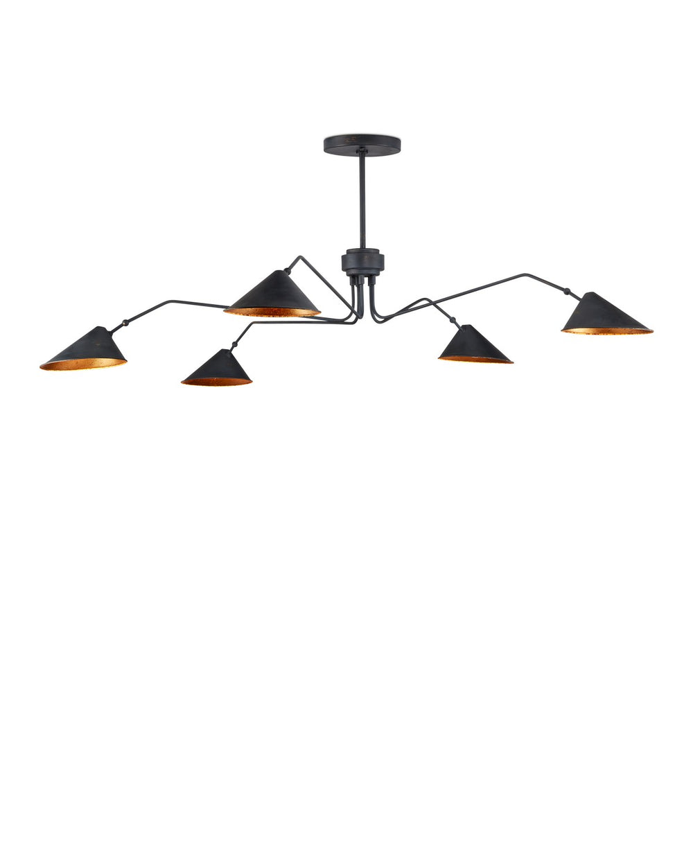 Currey and Company - Five Light Chandelier - Serpa Collection - French Black/Gold Leaf- Union Lighting Luminaires Decor