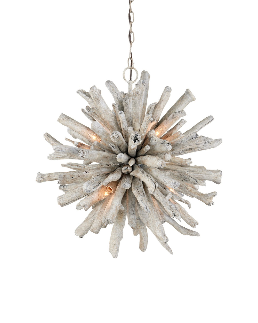 Currey and Company - Six Light Pendant - Kuka - Whitewash- Union Lighting Luminaires Decor