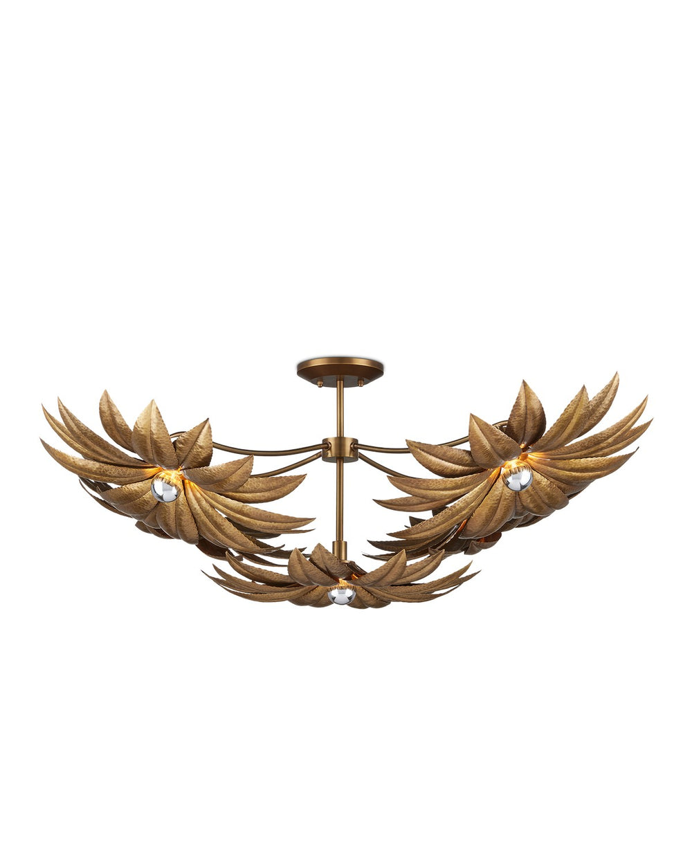 Currey and Company - Five Light Semi-Flush Mount - Alithea Collection - Antique Brass- Union Lighting Luminaires Decor