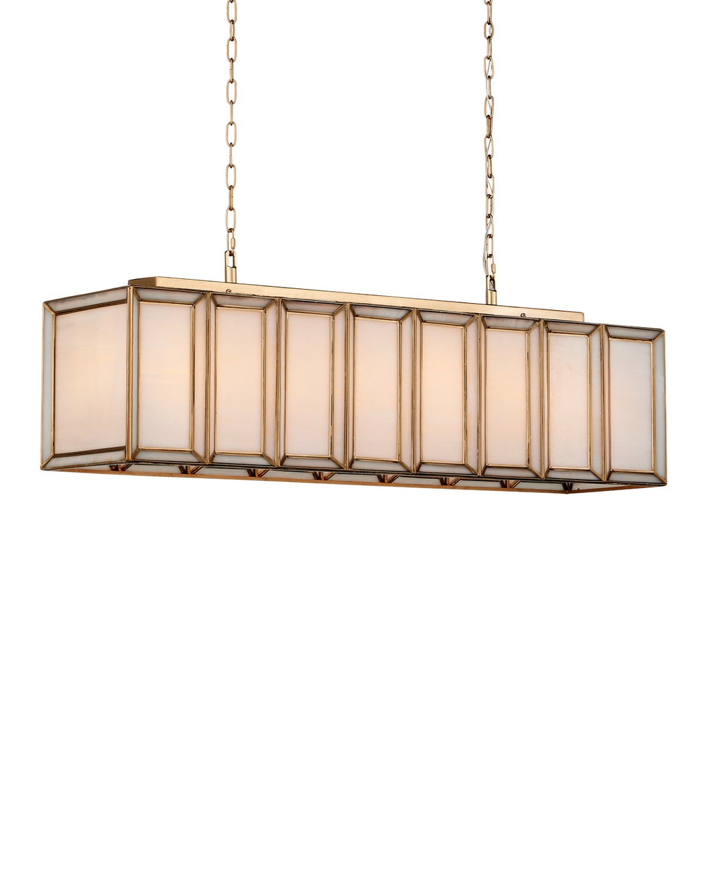 Currey and Company - Six Light Chandelier - Daze - Antique Brass/White- Union Lighting Luminaires Decor