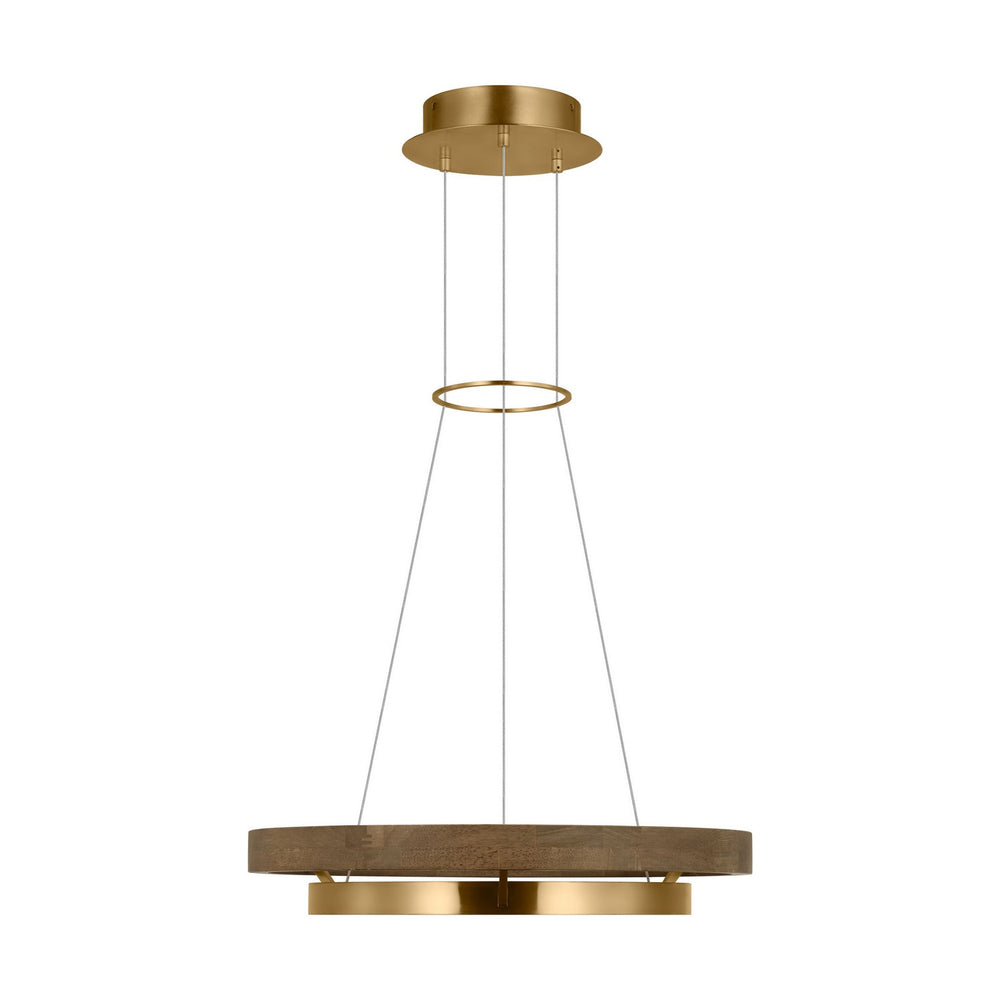 Visual Comfort Modern - LED Chandelier - Grace - Natural Brass/ Weathered Oak- Union Lighting Luminaires Decor