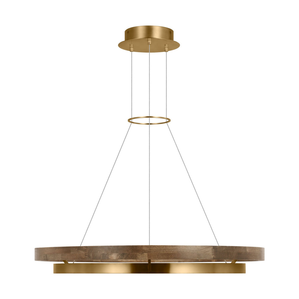 Visual Comfort Modern - LED Chandelier - Grace - Natural Brass/ Weathered Oak- Union Lighting Luminaires Decor