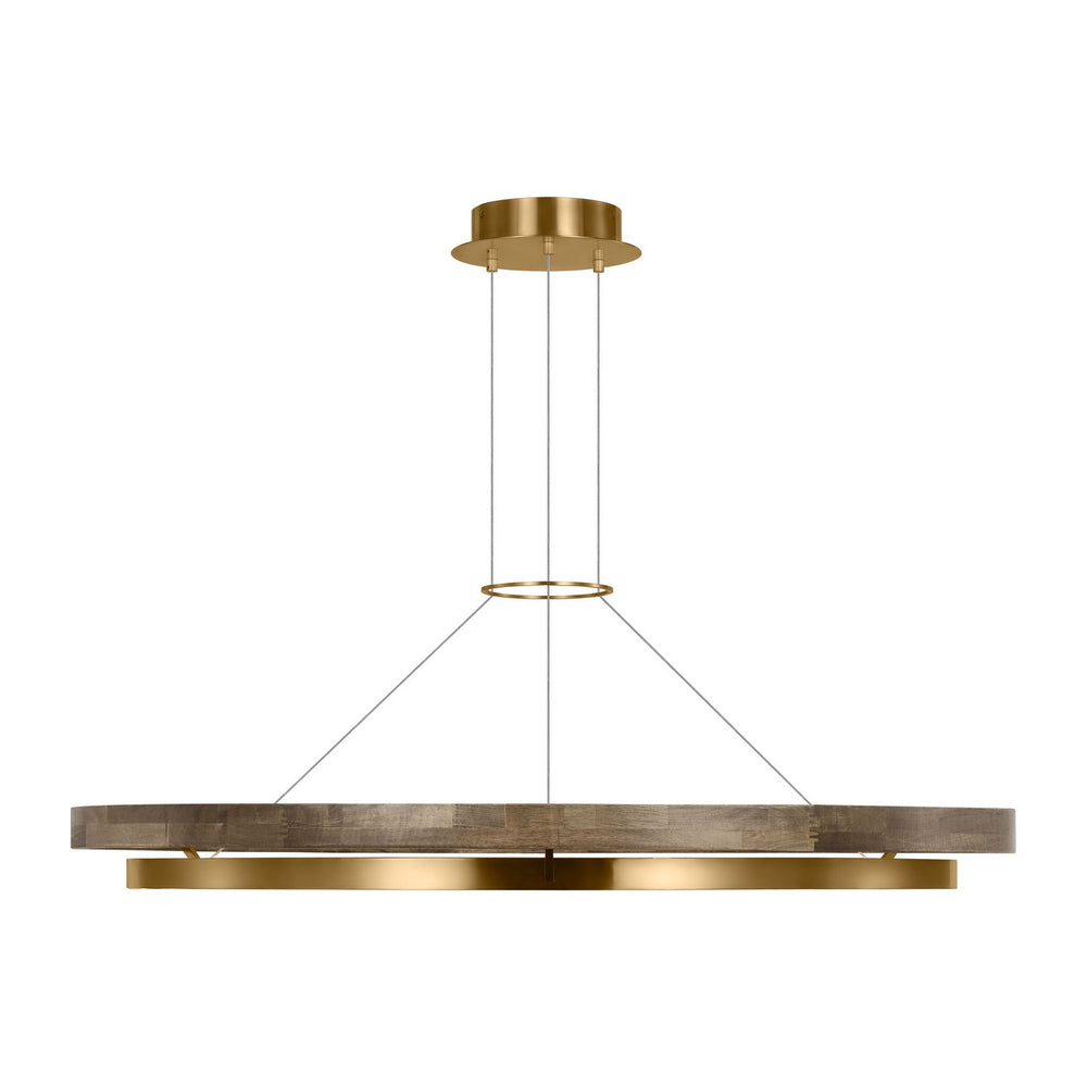 Visual Comfort Modern - LED Chandelier - Grace - Natural Brass/ Weathered Oak- Union Lighting Luminaires Decor