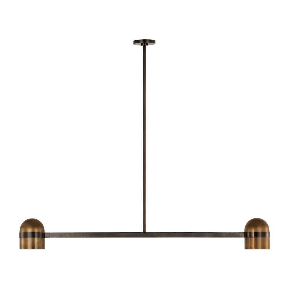 Visual Comfort Modern - LED Linear Chandelier - Octavia - Blackened Bronze/Bright Worn Brass- Union Lighting Luminaires Decor