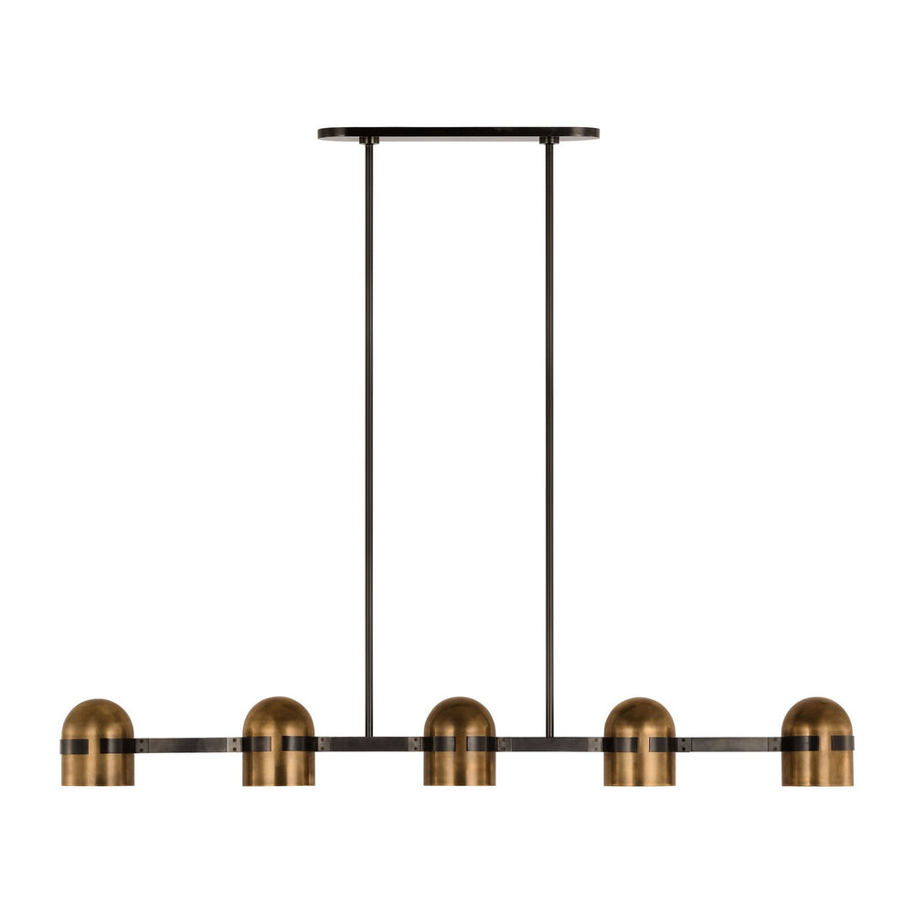 Visual Comfort Modern - LED Linear Chandelier - Octavia - Blackened Bronze/Bright Worn Brass- Union Lighting Luminaires Decor