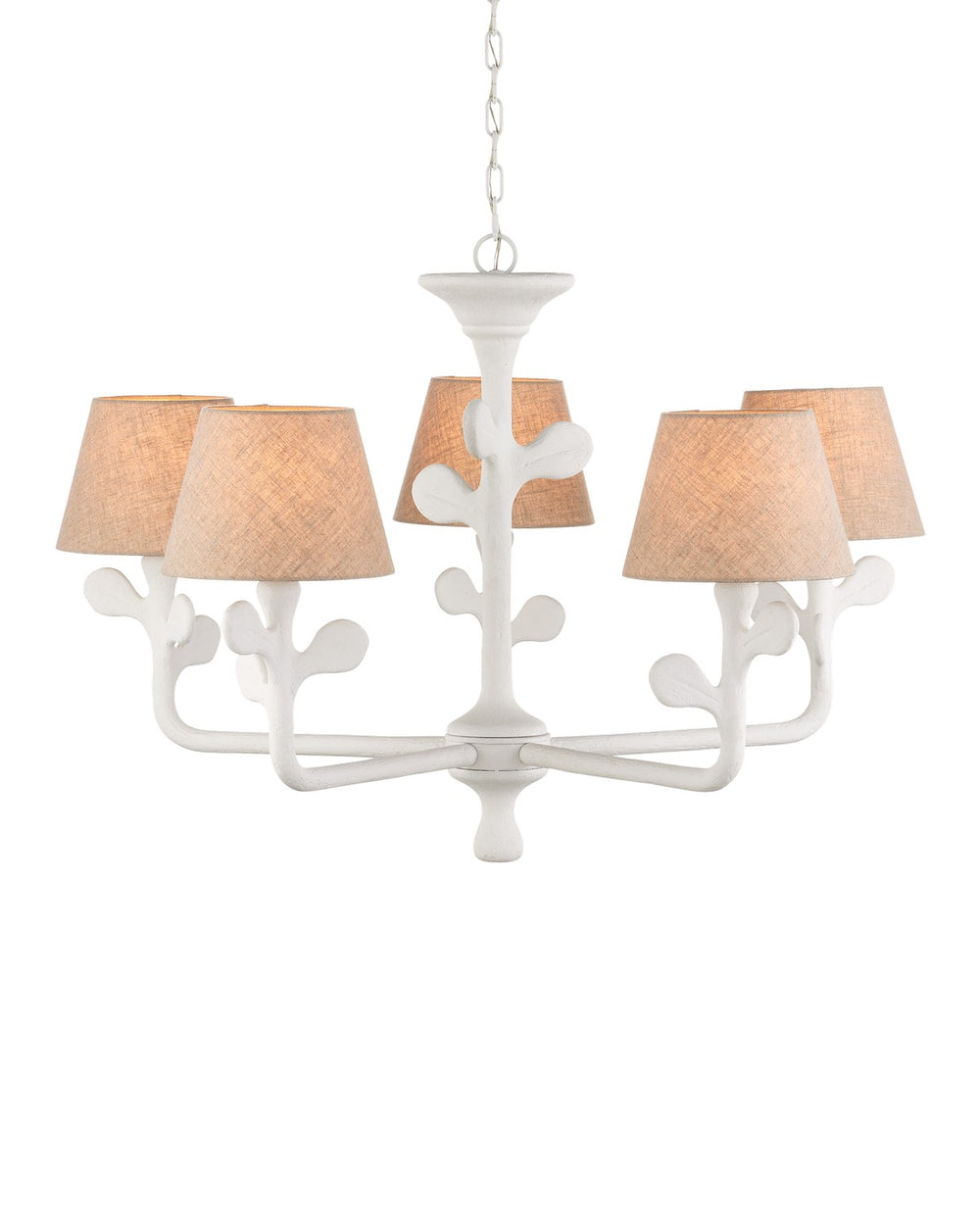 Currey and Company - Five Light Chandelier - Charny - Gesso White- Union Lighting Luminaires Decor