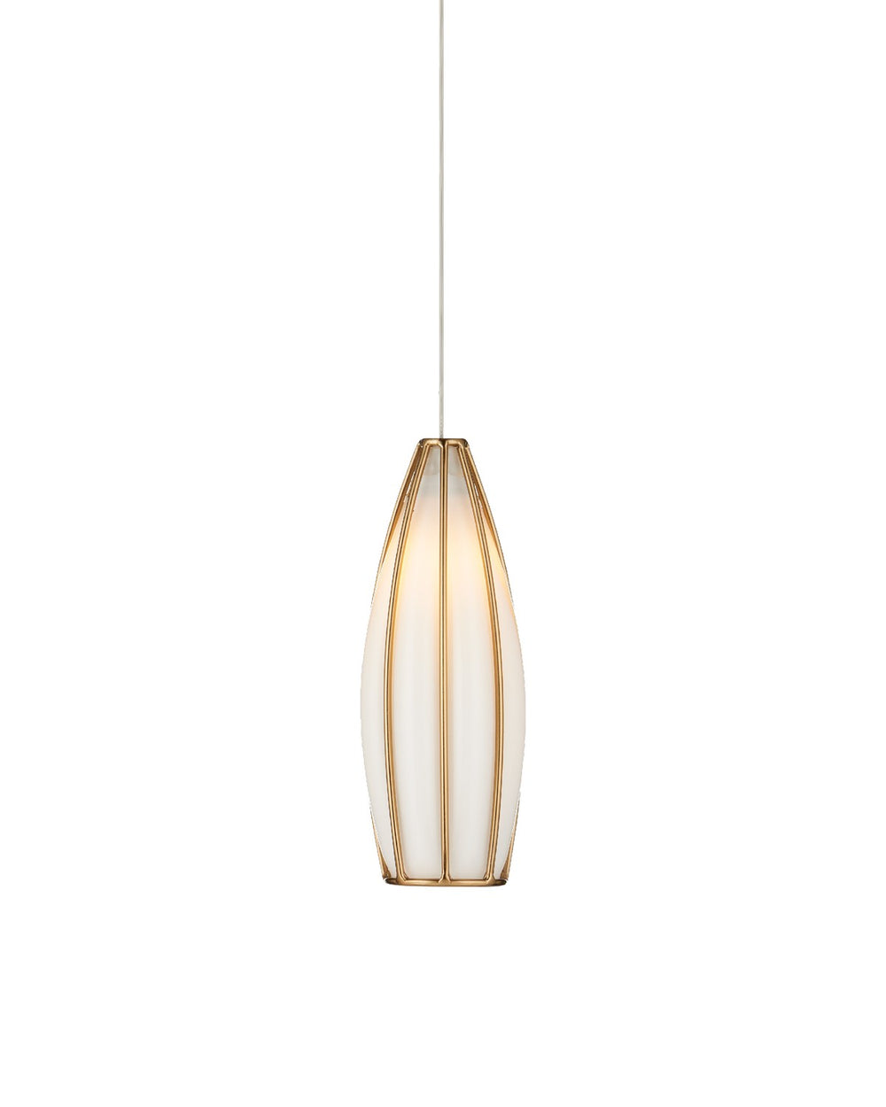 Currey and Company - One Light Pendant - Parish Collection - White/Antique Brass- Union Lighting Luminaires Decor