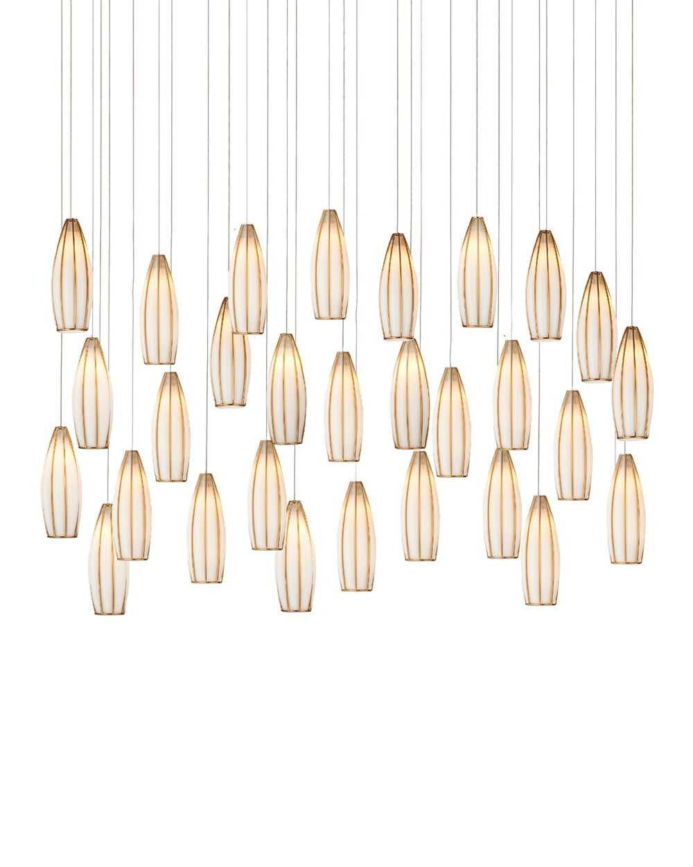 Currey and Company - 30 Light Pendant - Parish Collection - White/Antique Brass- Union Lighting Luminaires Decor