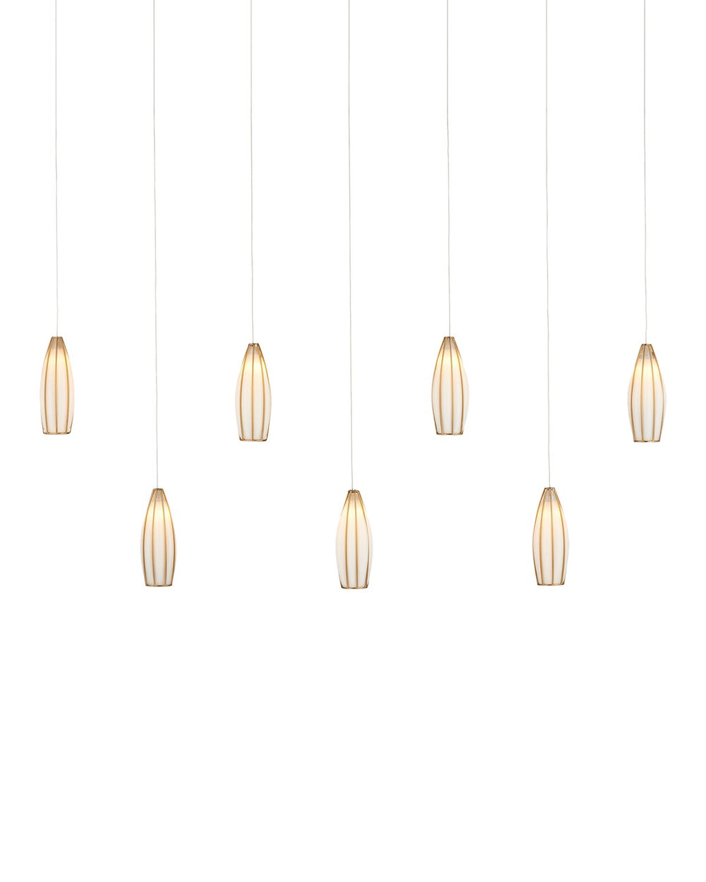 Currey and Company - Seven Light Pendant - Parish Collection - White/Antique Brass- Union Lighting Luminaires Decor