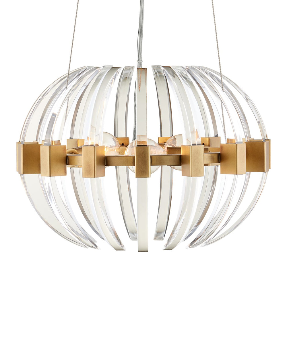 Currey and Company - Three Light Chandelier - Coquette - Clear/Antique Brass- Union Lighting Luminaires Decor