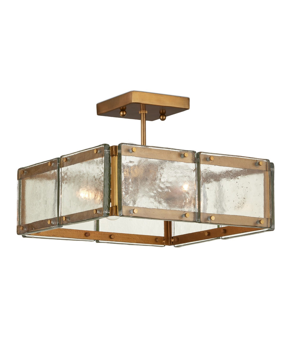 Currey and Company - Four Light Semi-Flush Mount - Countervail Collection - Clear/Antique Brass- Union Lighting Luminaires Decor
