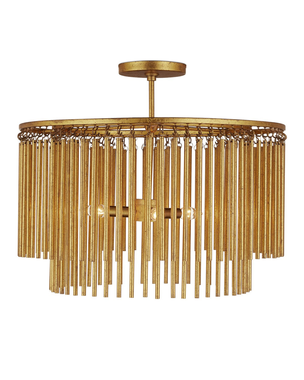 Currey and Company - Three Light Semi-Flush Mount - Mantra - Gold Leaf- Union Lighting Luminaires Decor