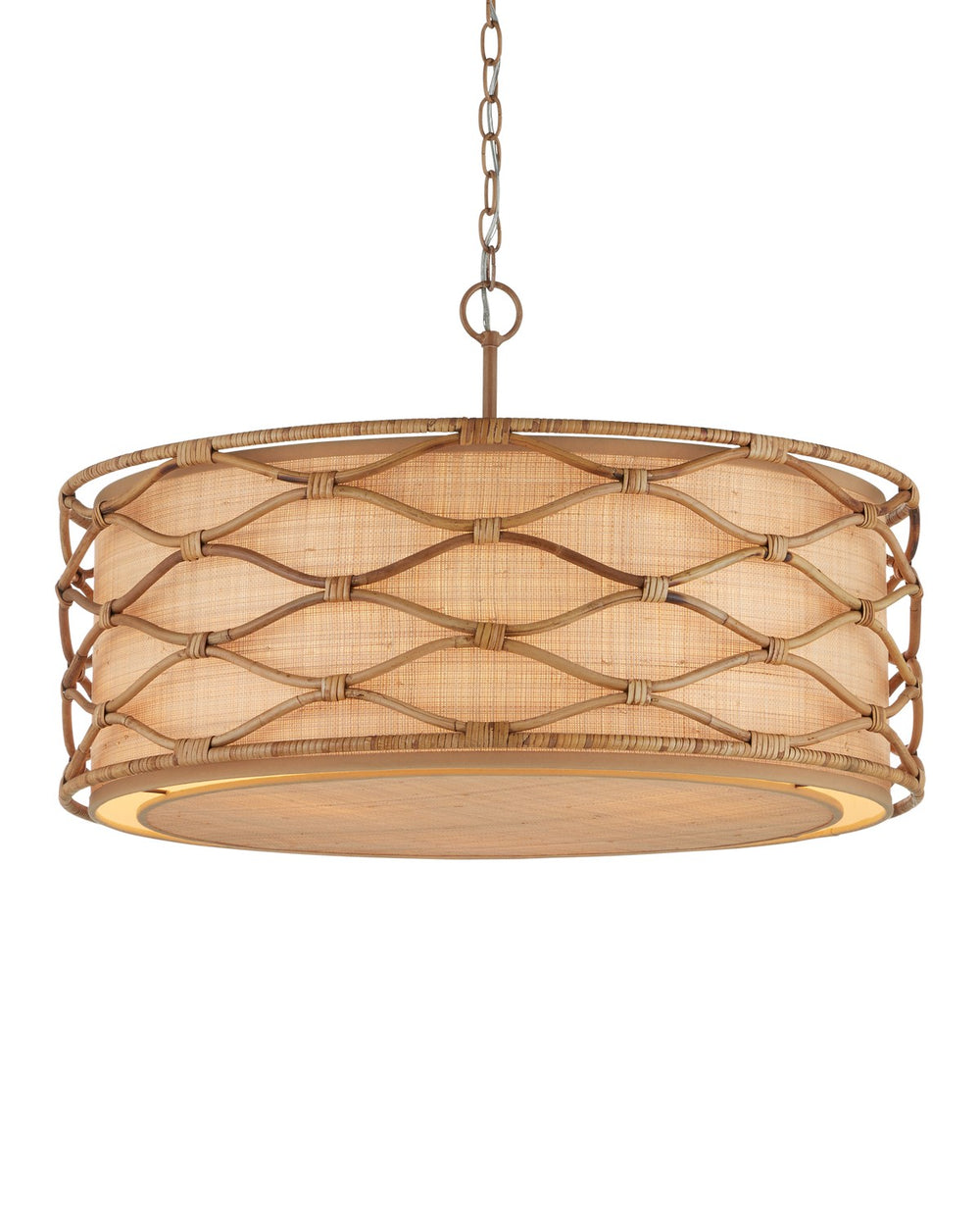 Currey and Company - Three Light Pendant - Partita - Natural/Saddle Tan- Union Lighting Luminaires Decor