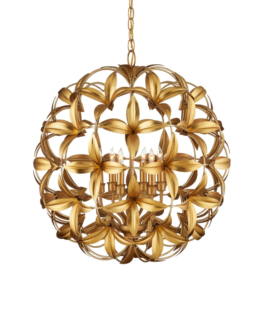 Currey and Company - Six Light Chandelier - Helenium - Contemporary Gold Leaf/Contemporary Gold- Union Lighting Luminaires Decor