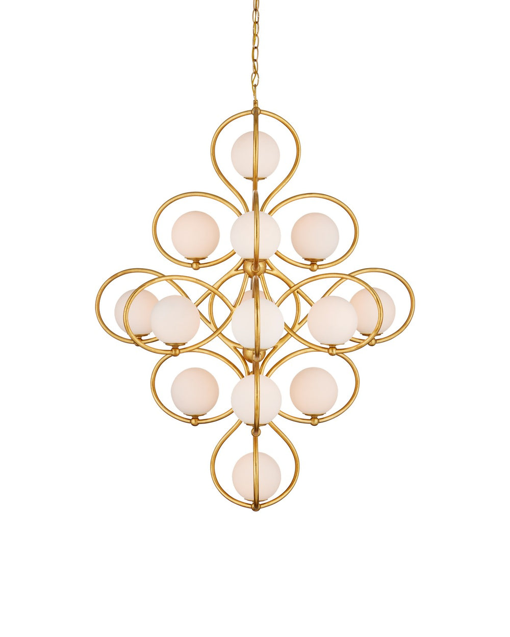 Currey and Company - 14 Light Chandelier - Storrs - Contemporary Gold Leaf/Contemporary Gold/White- Union Lighting Luminaires Decor