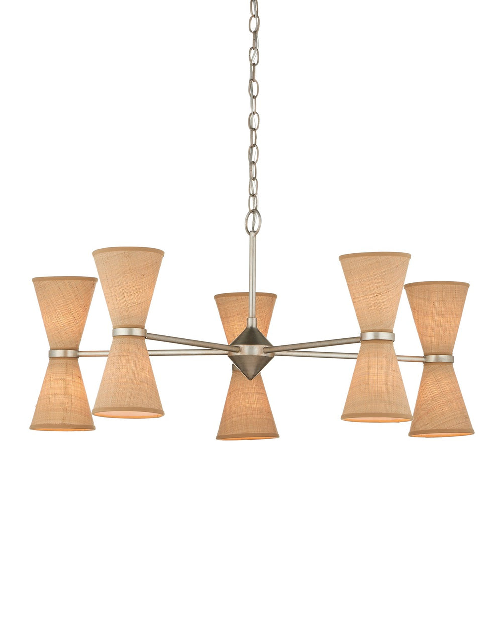Currey and Company - Ten Light Chandelier - Pennyworth - Contemporary Silver Leaf/Contemporary Silver/Natural- Union Lighting Luminaires Decor