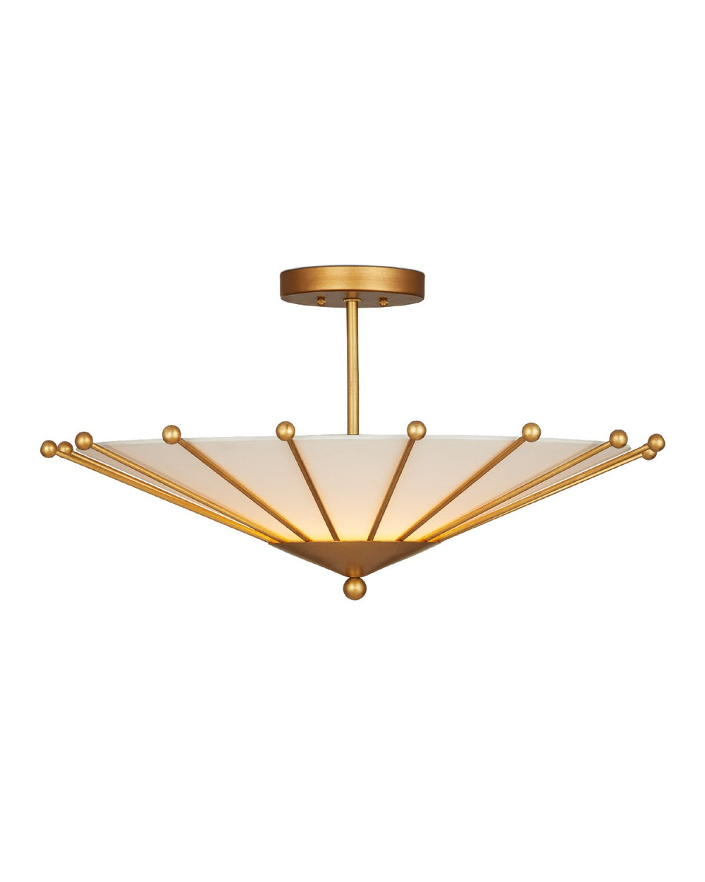 Currey and Company - One Light Semi-Flush Mount - Epoch - Contemporary Gold Leaf/Off-White- Union Lighting Luminaires Decor