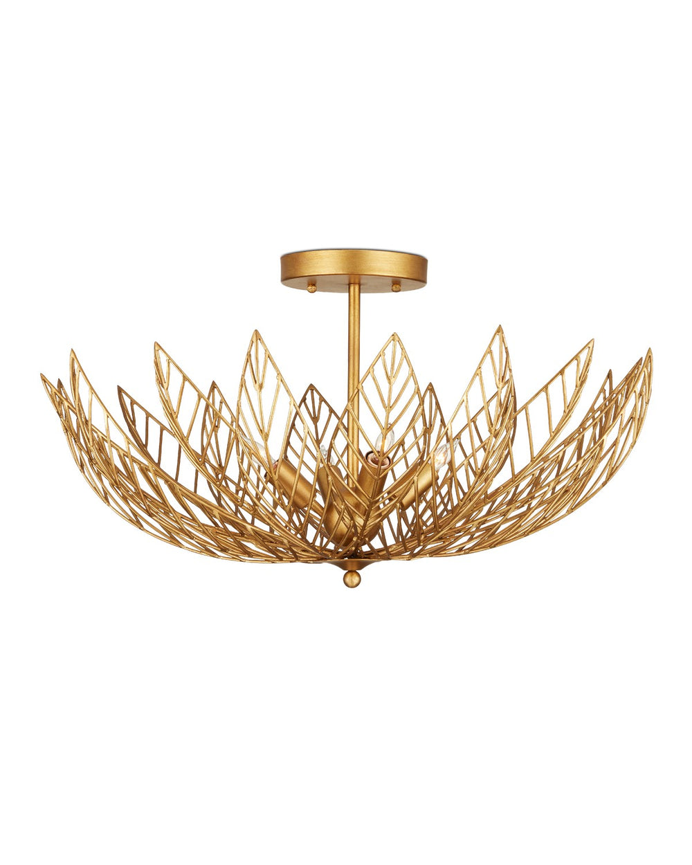 Currey and Company - Four Light Semi-Flush Mount - Leaflace Semi-Flush Mount - Contemporary Gold Leaf/Contemporary Gold- Union Lighting Luminaires Decor