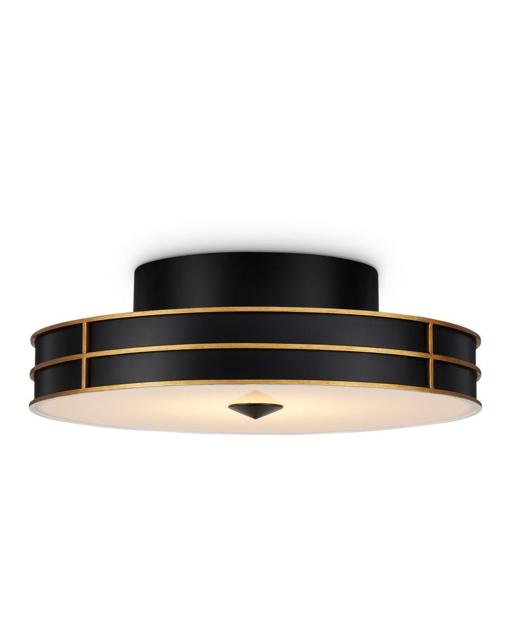 Currey and Company - One Light Flush Mount - Fielding - Satin Black/Contemporary Gold/Sugar White/White- Union Lighting Luminaires Decor