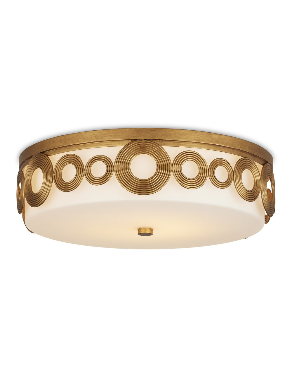 Currey and Company - One Light Flush Mount - Brass/Opaque White- Union Lighting Luminaires Decor