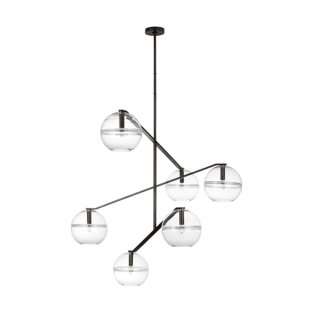 Visual Comfort Modern - Six Light Chandelier - Lowing - Blackened Forged- Union Lighting Luminaires Decor