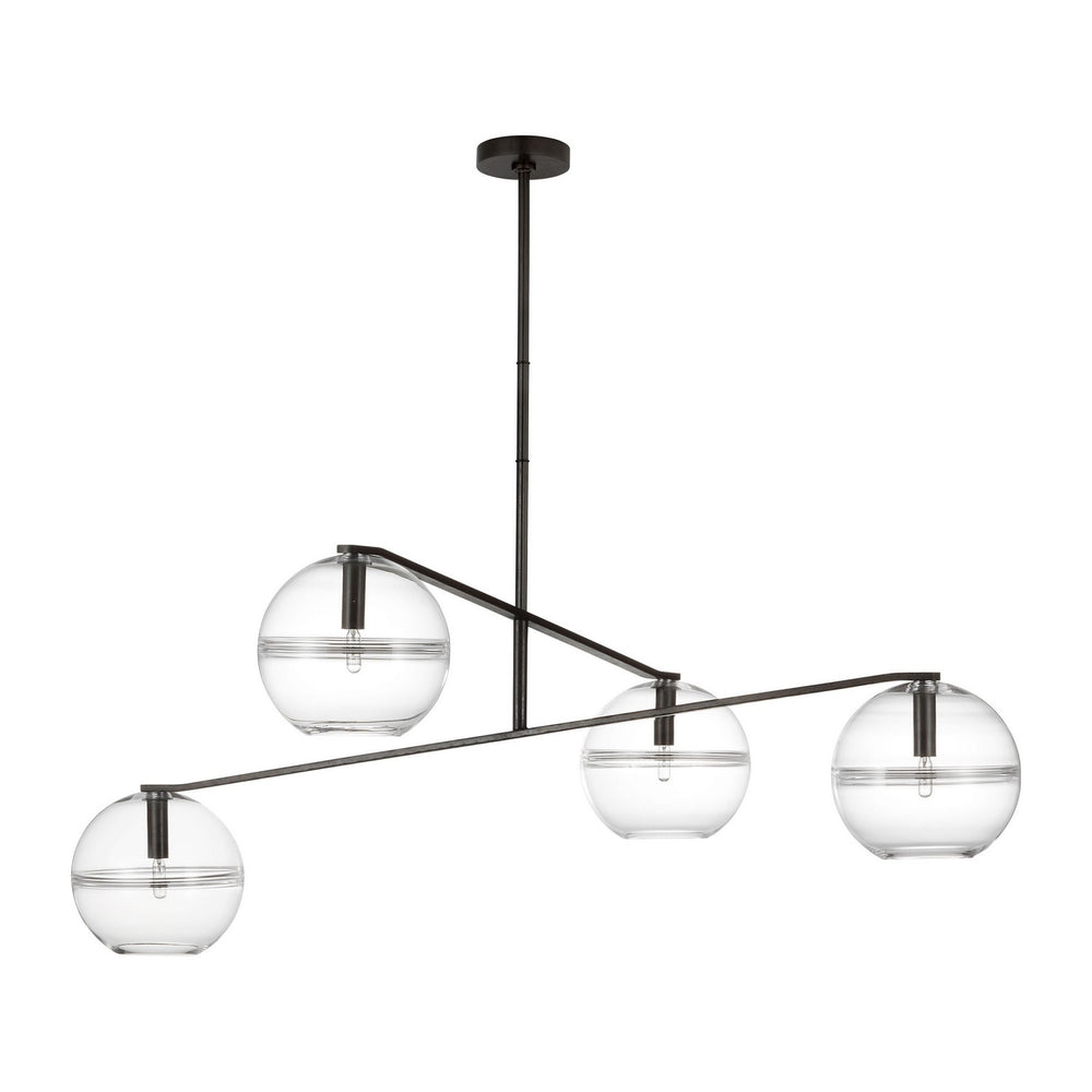 Visual Comfort Modern - Four Light Chandelier - Lowing - Blackened Forged- Union Lighting Luminaires Decor