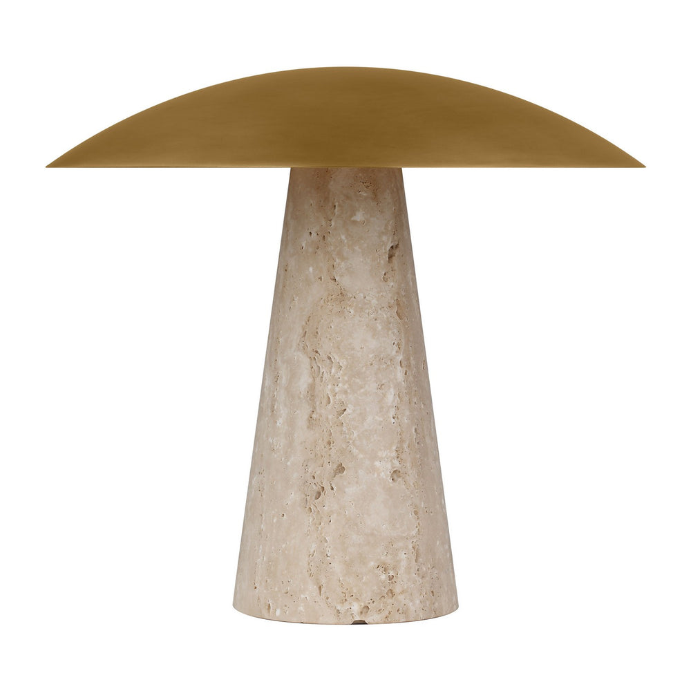 Visual Comfort Modern - LED Table Lamp - Aegis - Natural Brass/Natural Travertine- Union Lighting Luminaires Decor
