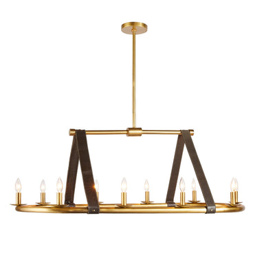 Arteriors - Ten Light Linear Chandelier - Englewood - Antique Brass/Moss- Union Lighting Luminaires Decor
