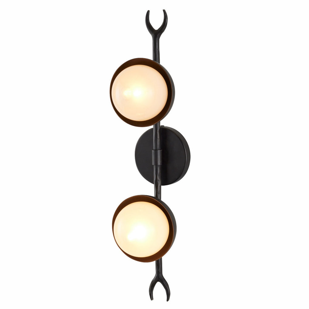 Arteriors - Two Light Wall Sconce - Churchill - Blackened Iron/Frosted- Union Lighting Luminaires Decor