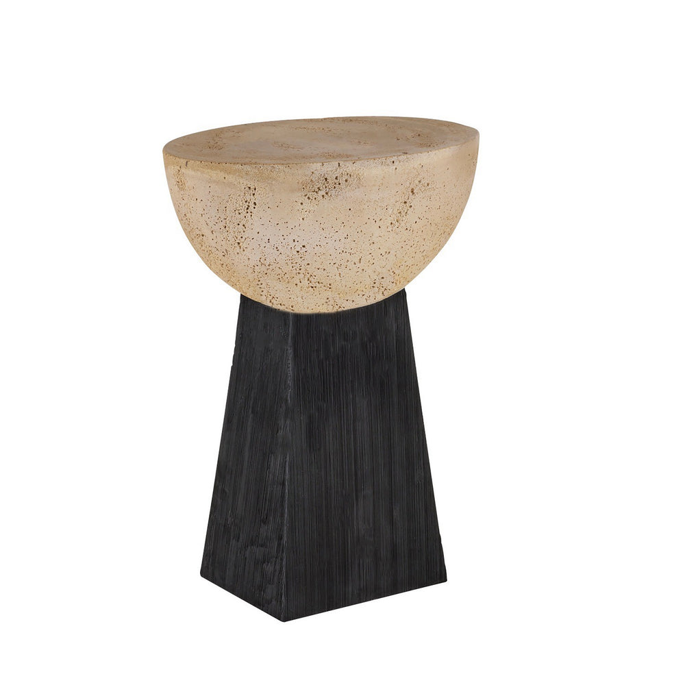 Arteriors - Accent Table - Dorian - Chai Travertine/Black- Union Lighting Luminaires Decor