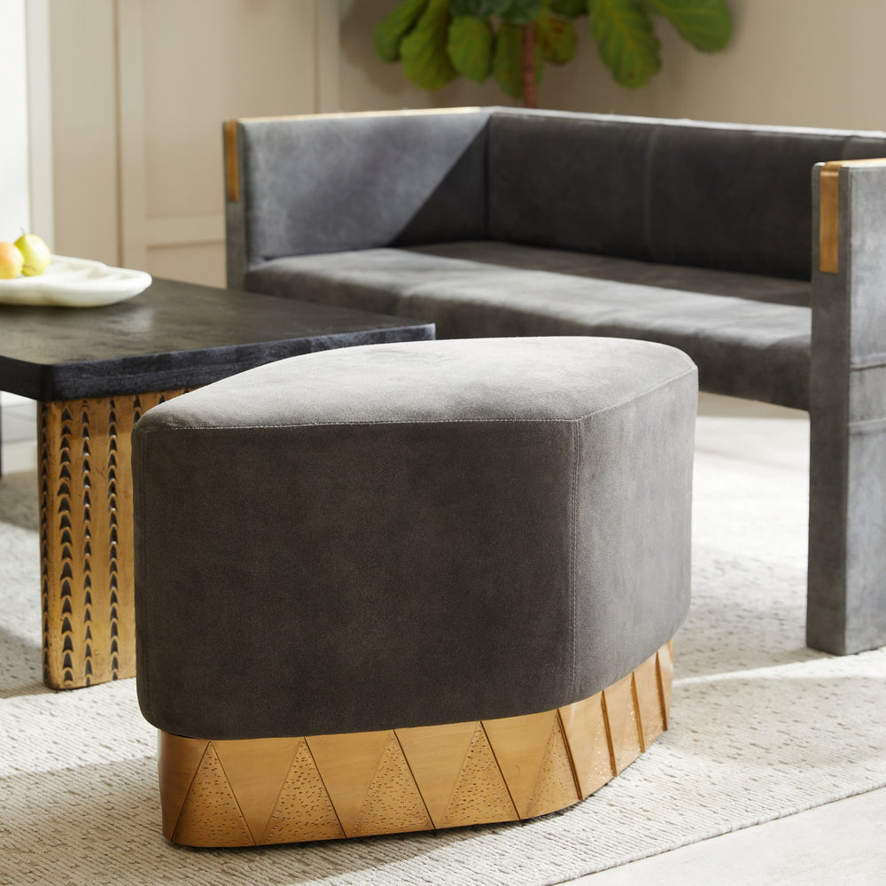 Arteriors - Ottoman - Duvall - Slate Grey/Antique Brass- Union Lighting Luminaires Decor