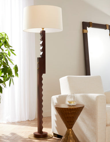 Arteriors - One Light Floor Lamp - Elvis - Dark Walnut/Antique Brass/Antique Brass/Ivory/White- Union Lighting Luminaires Decor
