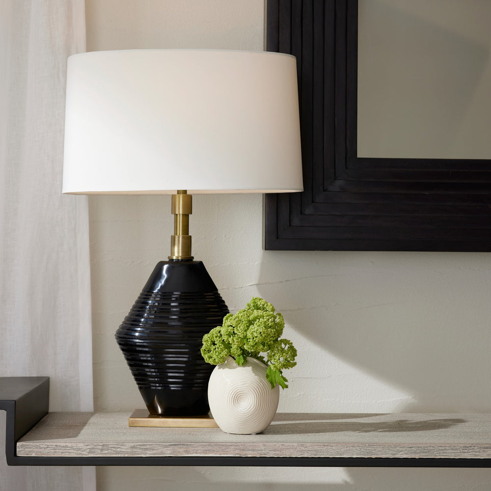 Arteriors - One Light Table Lamp - Estrada - Navy Optic/Antique Brass/Off-White/White- Union Lighting Luminaires Decor