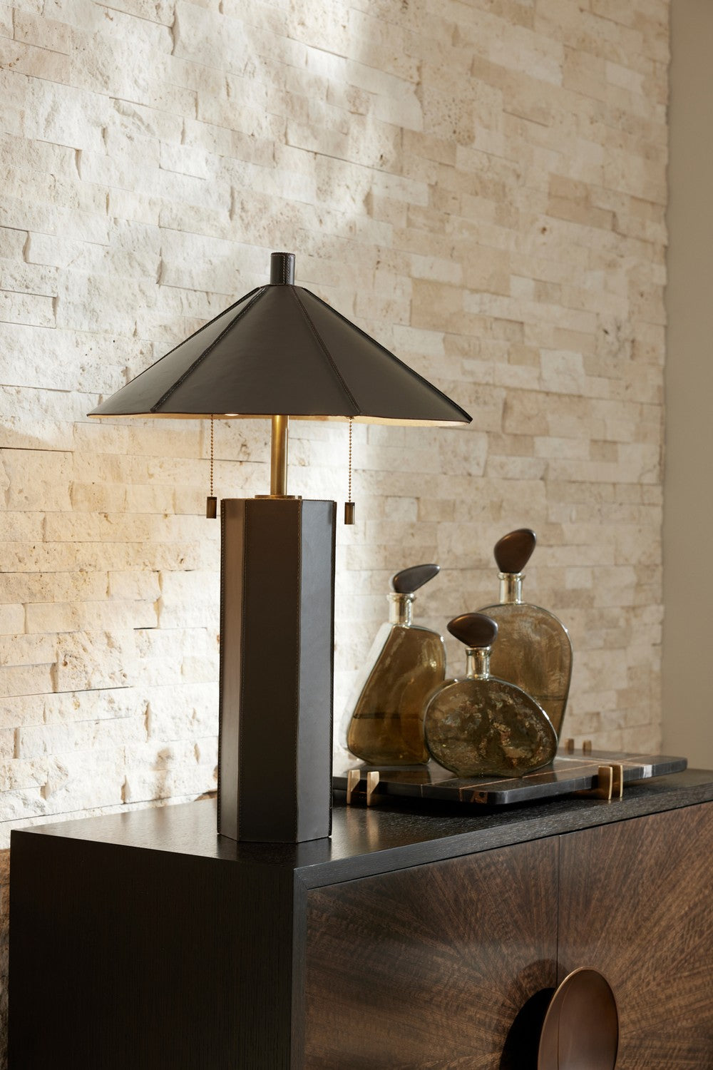 Arteriors - Two Light Table Lamp - Cantrell - Graphite/Antique Brass/Graphite/Gold Leaf- Union Lighting Luminaires Decor
