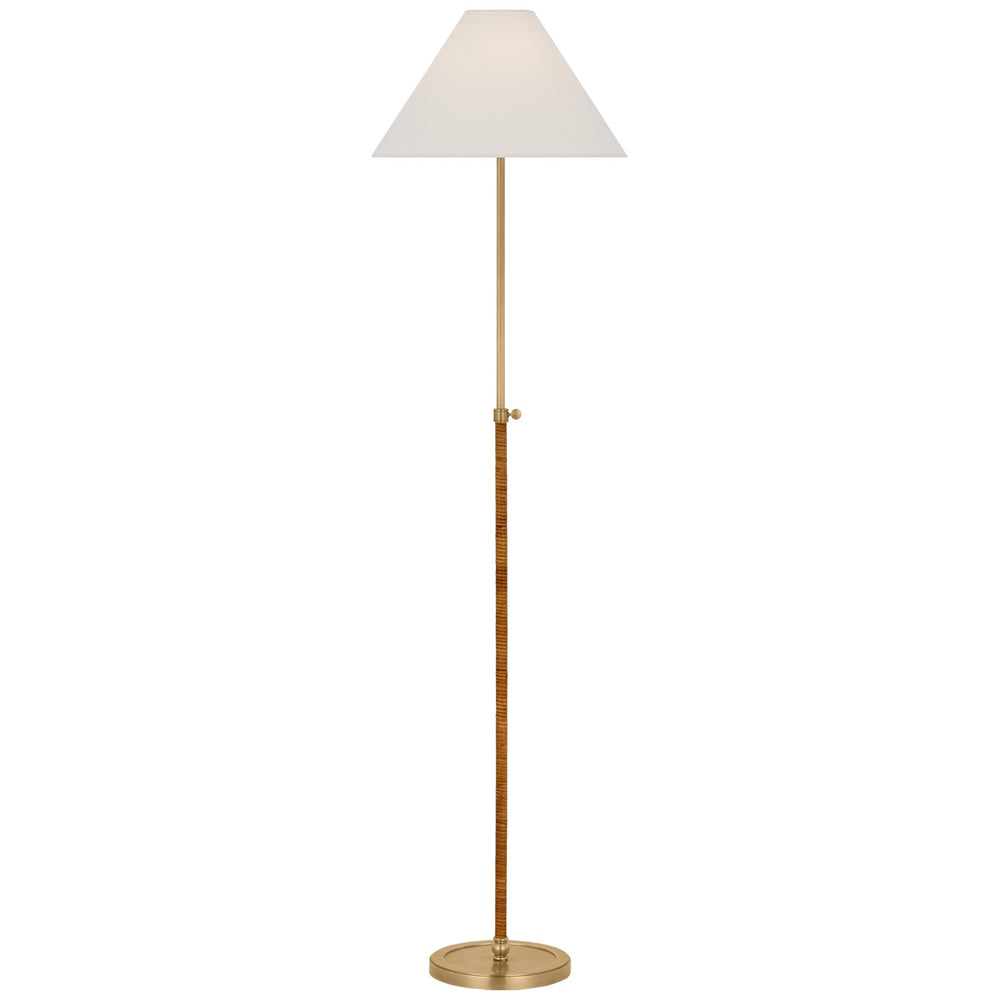 Visual Comfort Signature Canada - LED Floor Lamp - Basden - Antique-Burnished Brass and Natural Rattan- Union Lighting Luminaires Decor