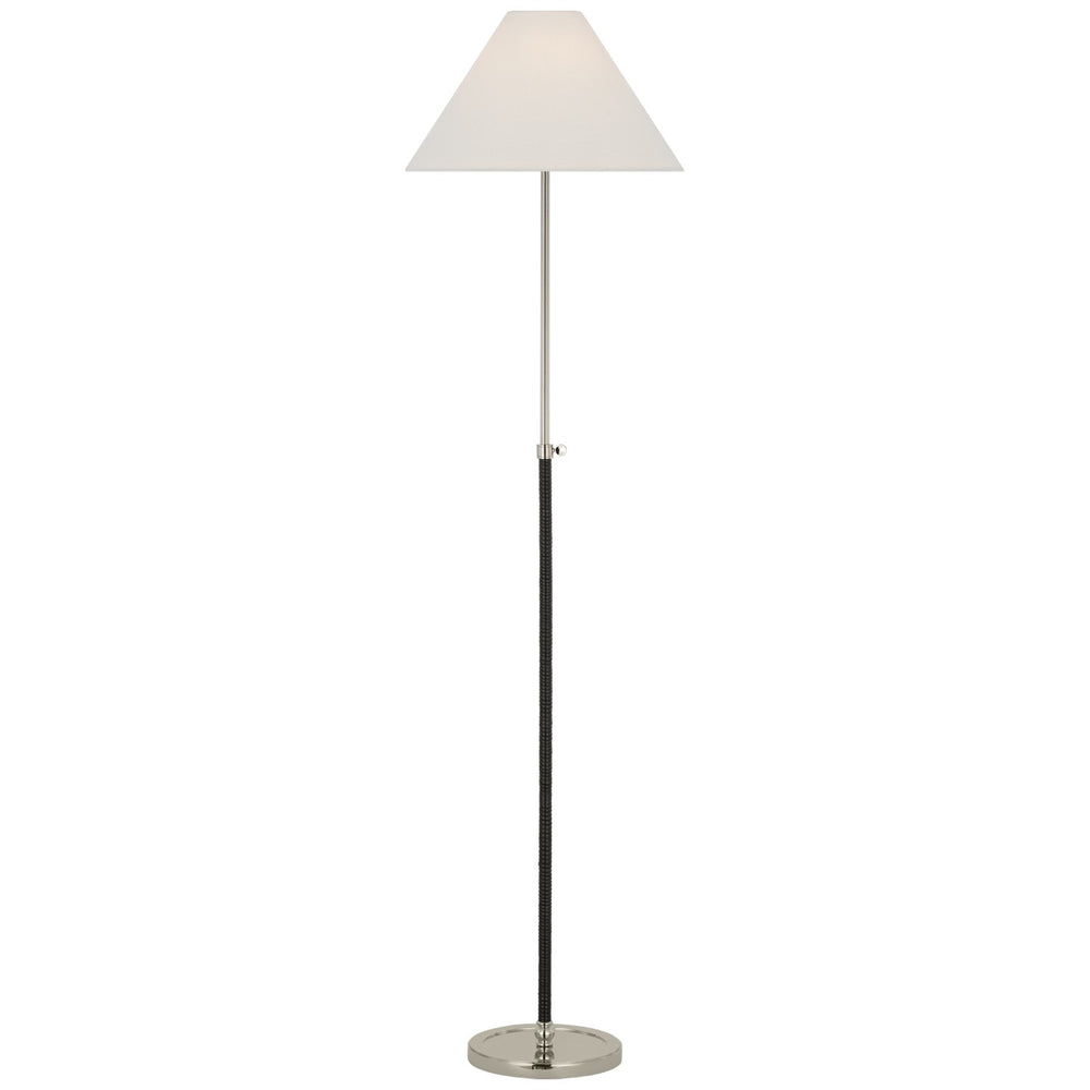 Visual Comfort Signature Canada - LED Floor Lamp - Basden - Polished Nickel and Black Rattan- Union Lighting Luminaires Decor
