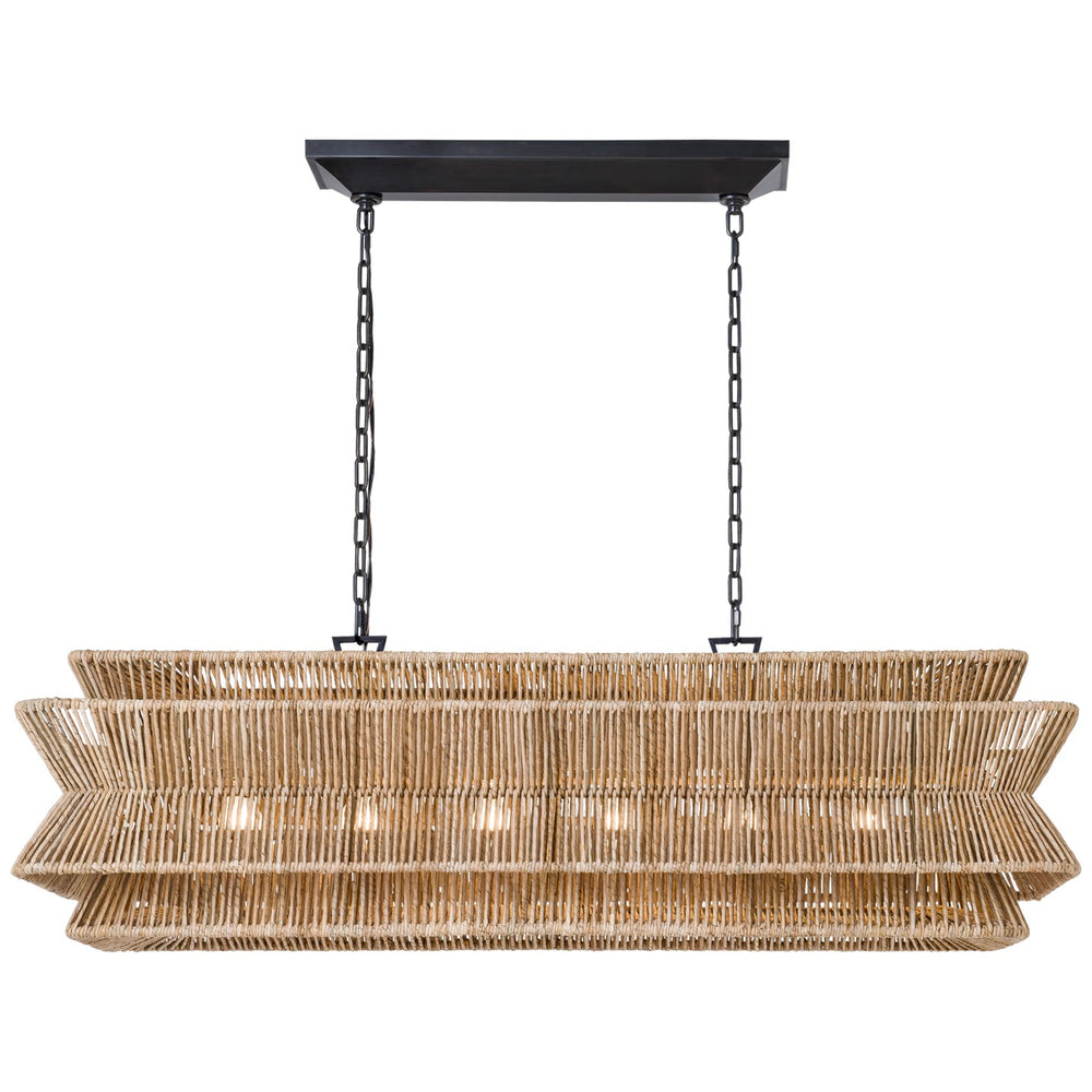 Visual Comfort Signature Canada - LED Linear Pendant - Antigua - Bronze and Natural Abaca- Union Lighting Luminaires Decor
