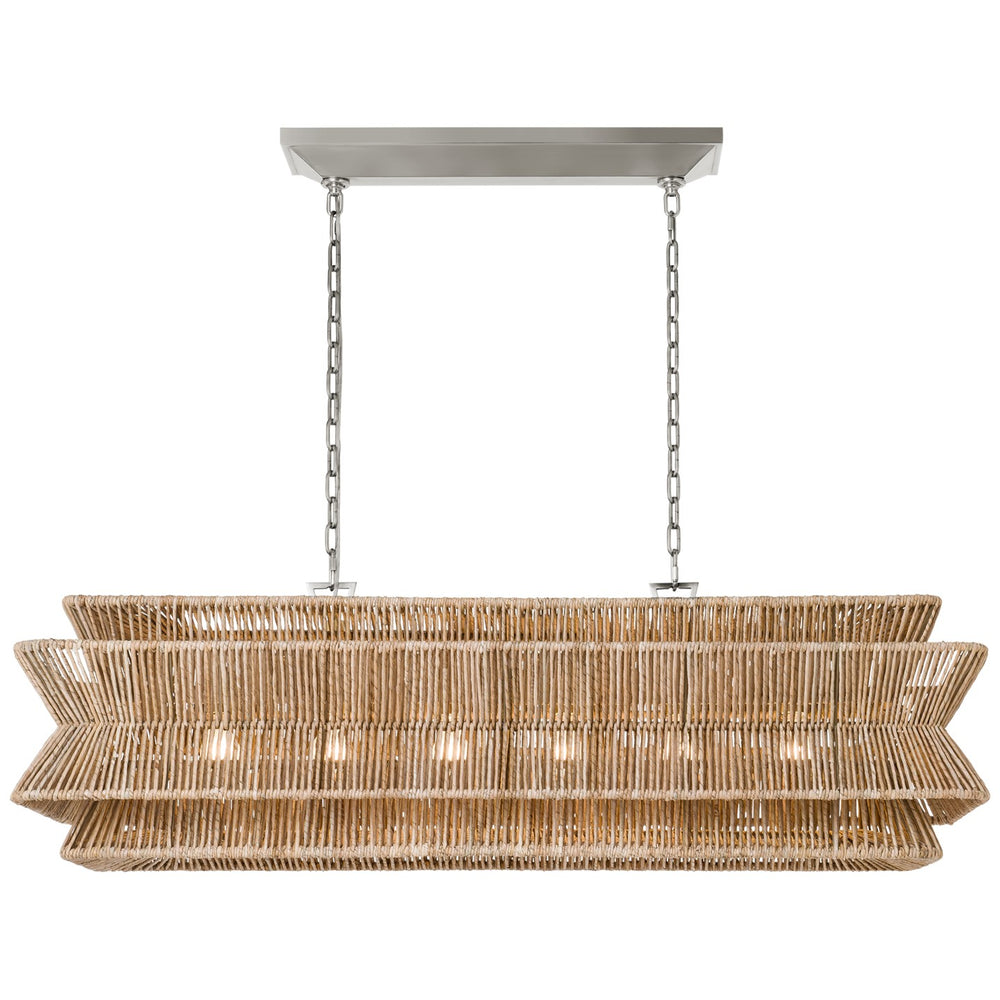 Visual Comfort Signature Canada - LED Linear Pendant - Antigua - Polished Nickel and Natural Abaca- Union Lighting Luminaires Decor