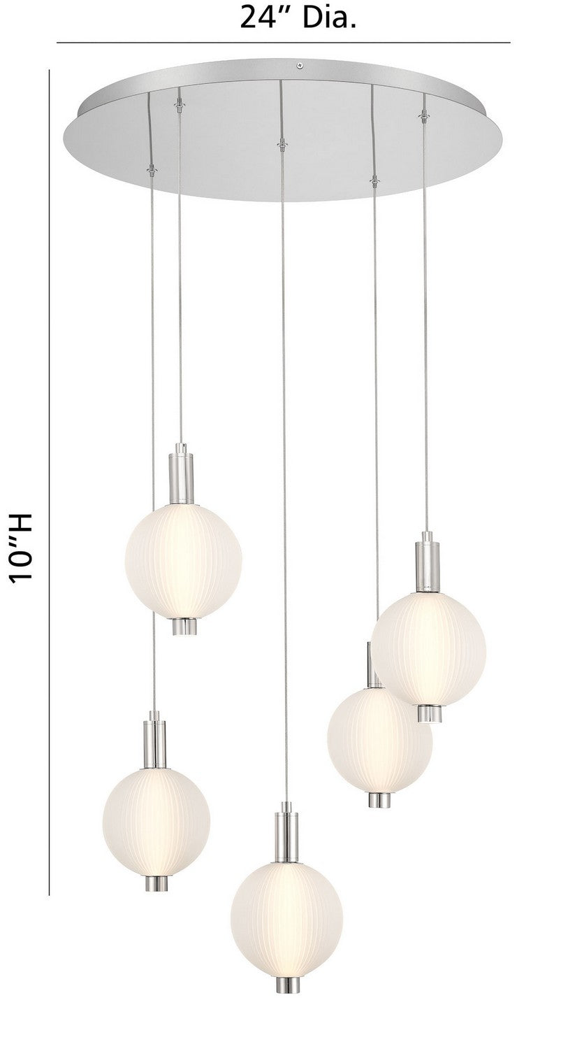 Eurofase Canada - PALMAS-CHD-5LT-24IN-PN-WH - PALMAS - Polished Nickel- Union Lighting Luminaires Decor