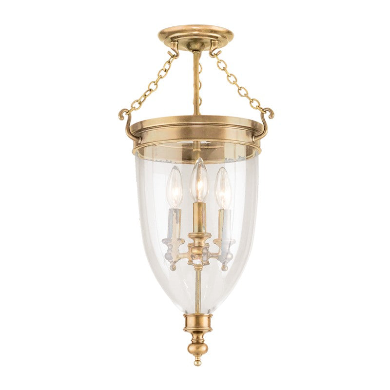 Hudson Valley Canada - Three Light Semi Flush Mount - Hanover - Aged Brass- Union Lighting Luminaires Decor
