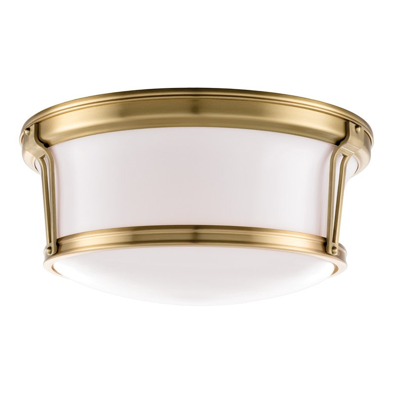 Hudson Valley Canada - Three Light Flush Mount - Newport - Aged Brass- Union Lighting Luminaires Decor