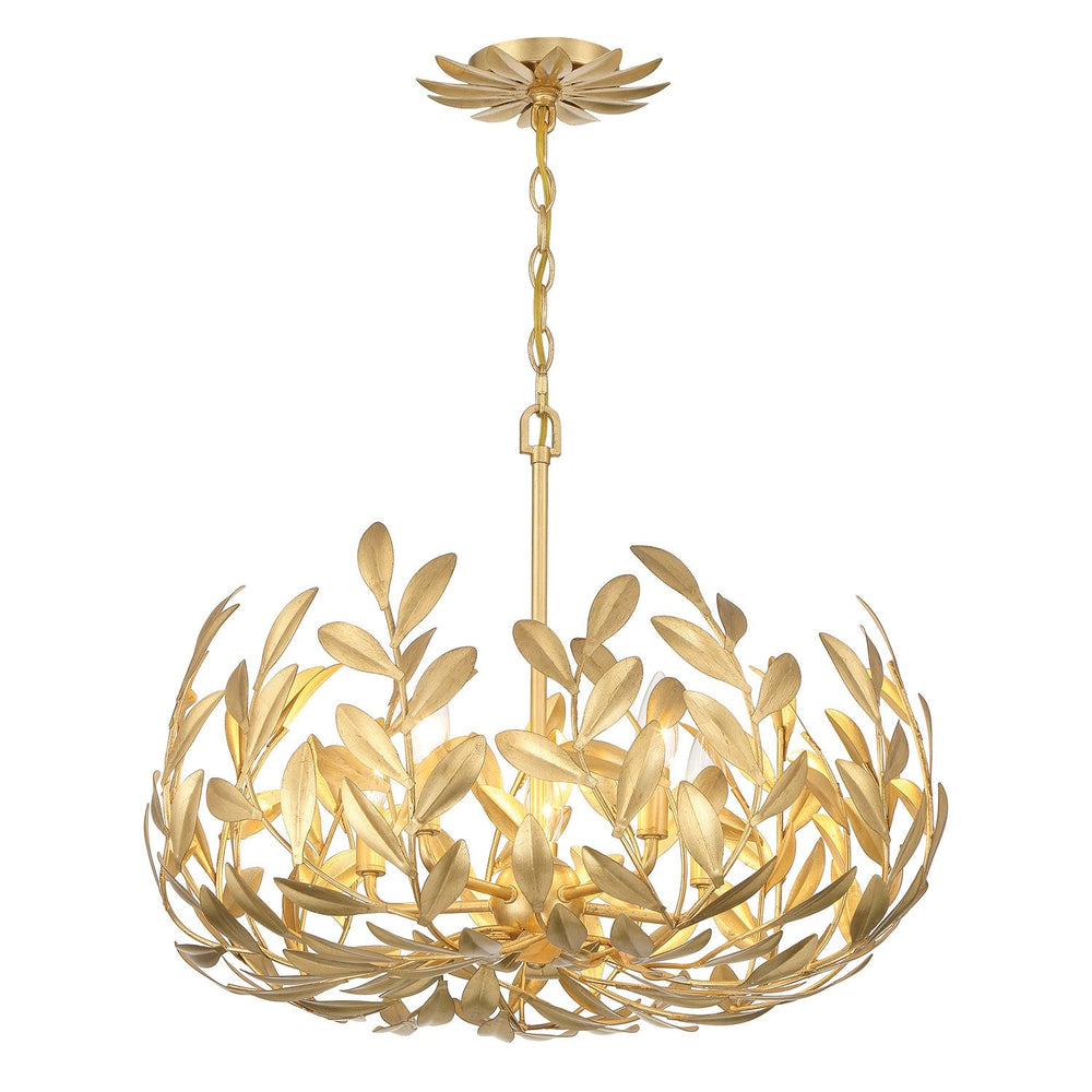 Crystorama - Five Light Chandelier - Broche - Antique Gold- Union Lighting Luminaires Decor