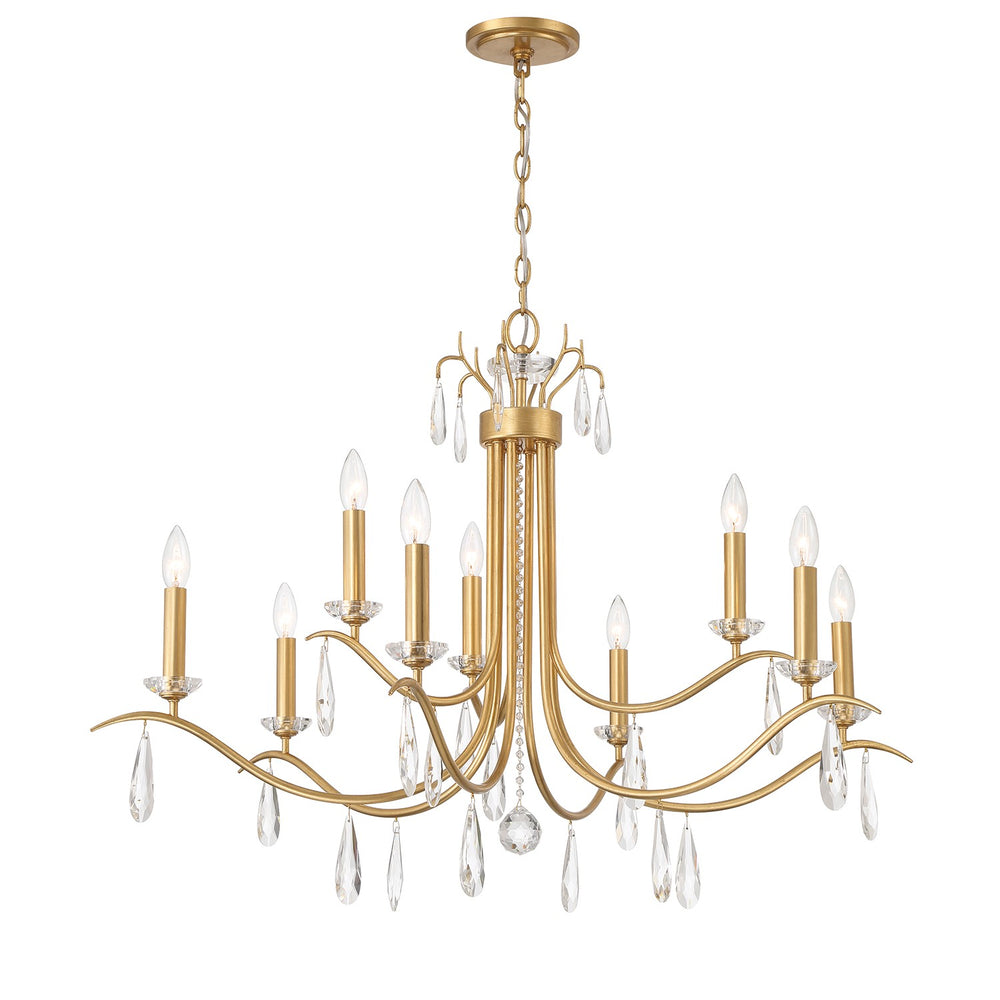 Crystorama - Nine Light Chandelier - Rollins - Antique Gold- Union Lighting Luminaires Decor
