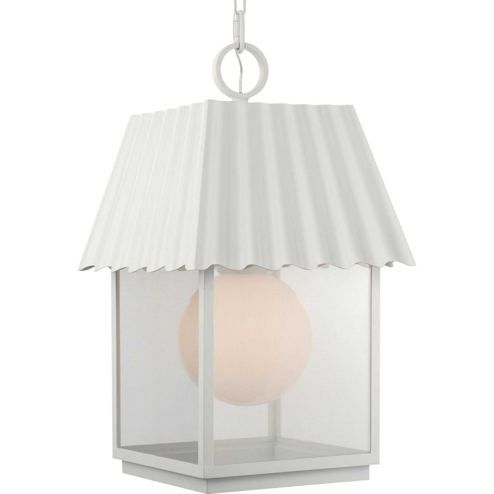 Progress Canada - One Light Outdoor Hanging Lantern - Point Dume-Hook Pond - Shelter White- Union Lighting Luminaires Decor