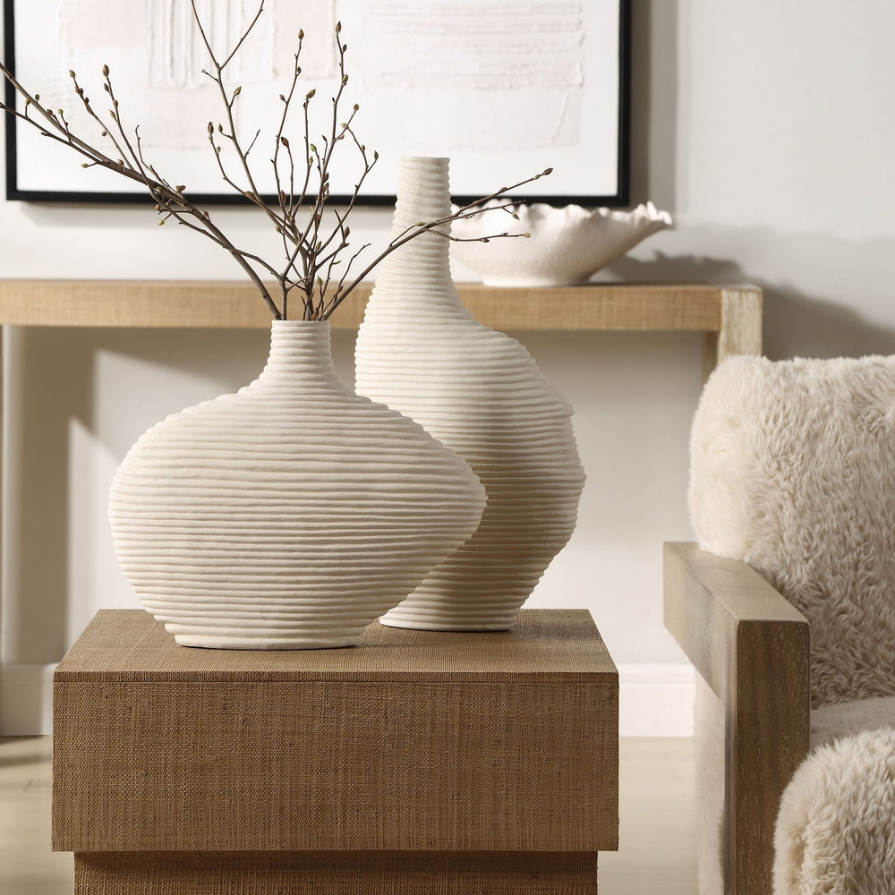 Uttermost - Vases, S/2 - Duostacked - Matte White- Union Lighting Luminaires Decor