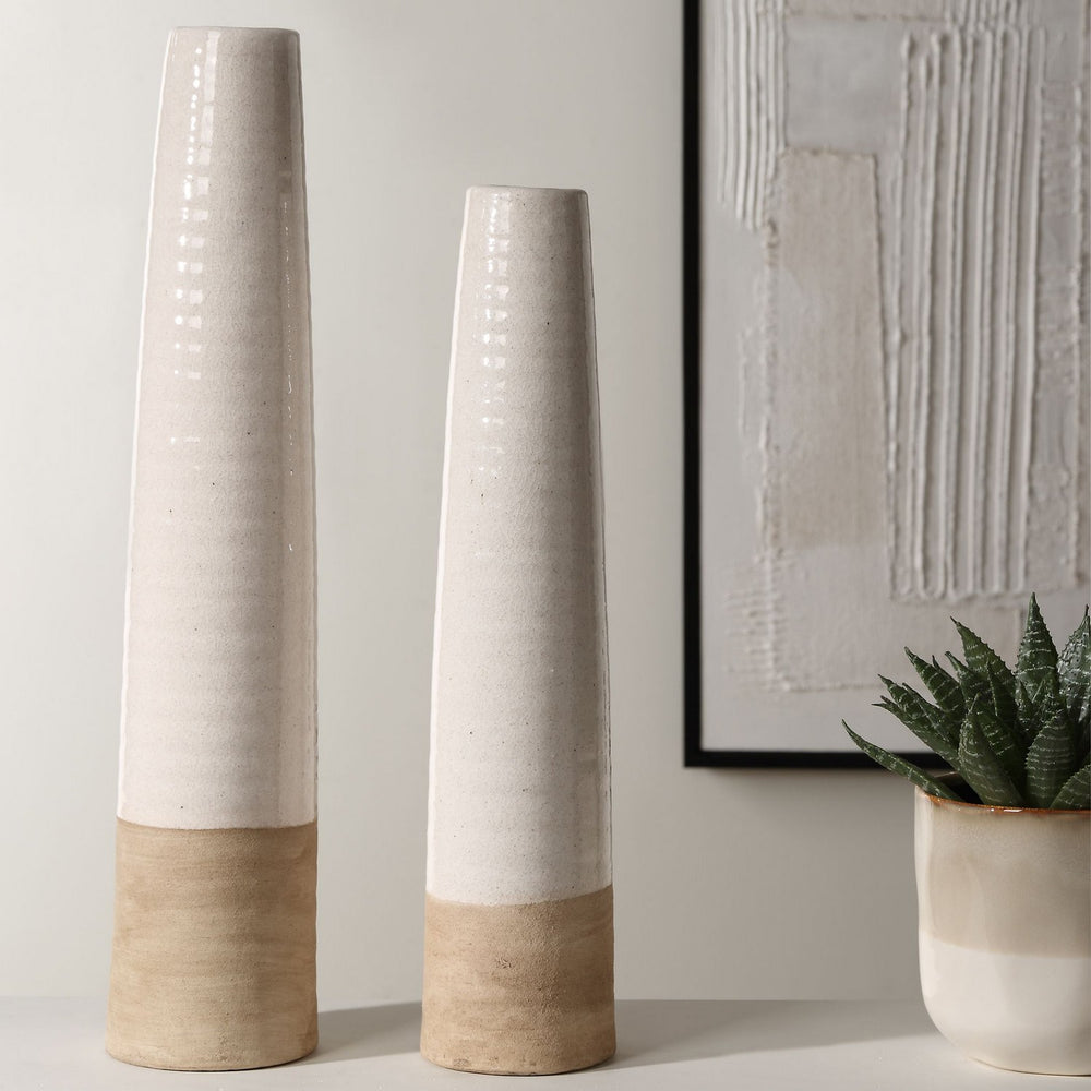 Uttermost - Vases, S/2 - Ivory Sands - White Ceramic- Union Lighting Luminaires Decor