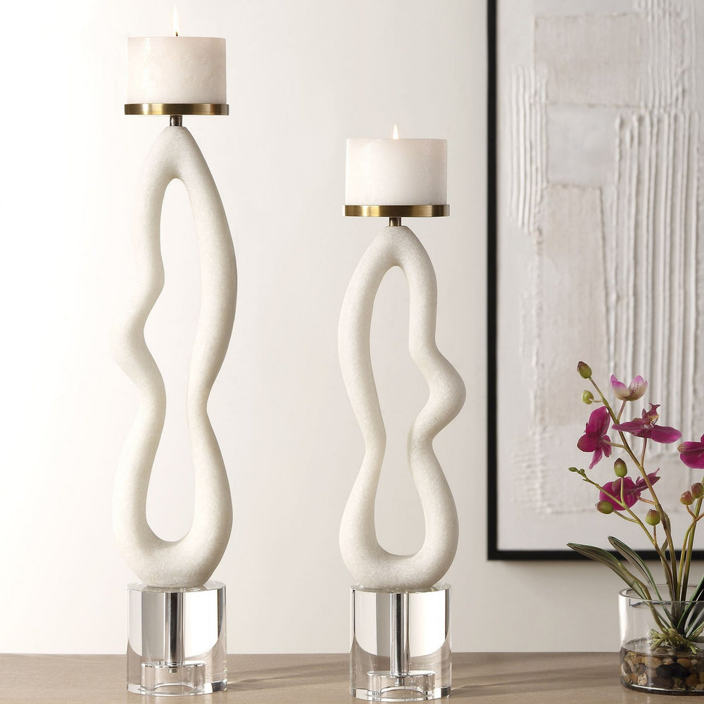 Uttermost - Candleholders, S/2 - Feamelo - Brushed Brass- Union Lighting Luminaires Decor