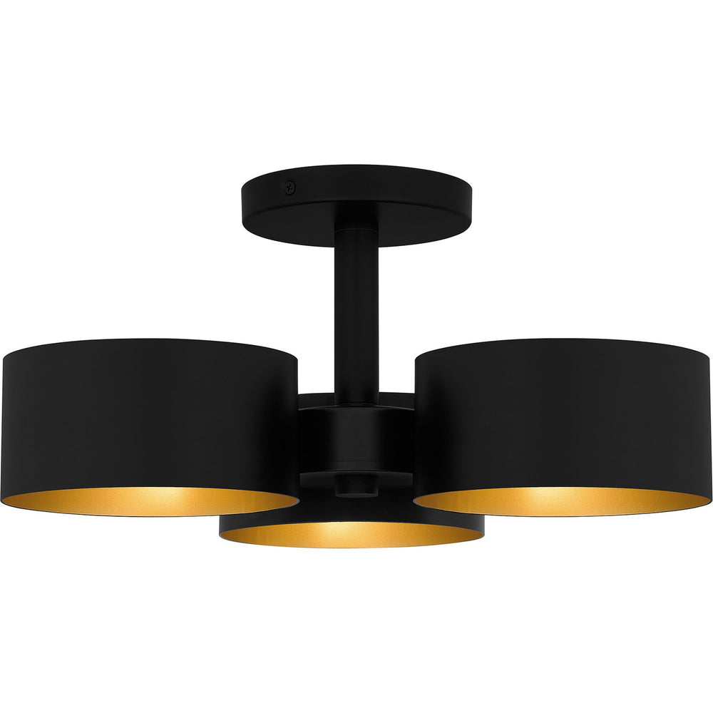 Quoizel - Three Light Semi Flush Mount - Quoizel Semi-Flush Mount - Matte Black- Union Lighting Luminaires Decor