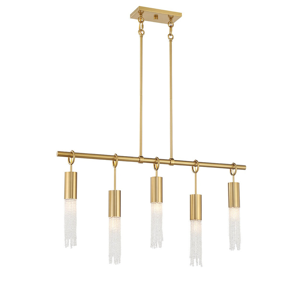 Savoy House - Five Light Linear Chandelier - Chelsea - Warm Brass- Union Lighting Luminaires Decor