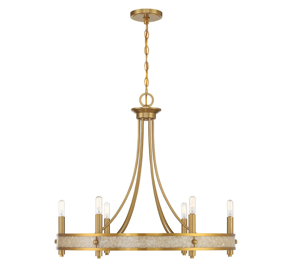 Savoy House - Six Light Chandelier - Camden - Warm Brass- Union Lighting Luminaires Decor